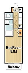 メープルコート 1Kの間取図画像