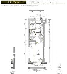 スカイコートグレース中野哲学堂 ワンルームの間取図画像