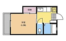 コーポラメール 1Kの間取図画像