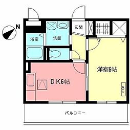ジャルダン 1DKの間取図画像