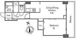 リバーシティ21新川 17階1LDKの間取り