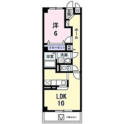 アエリア八条 1LDKの間取図画像