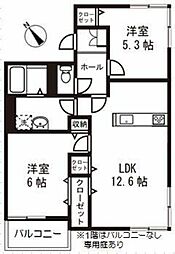 ル・トゥールモンド 2LDKの間取図画像