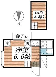 ヴィラ新中野 ワンルームの間取図画像