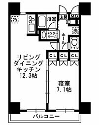 レジディア月島3 1LDKの間取図画像