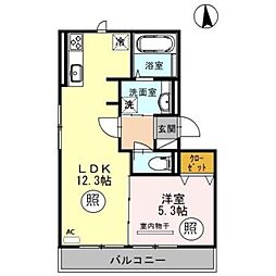 ピュア・グレース 1LDKの間取図画像