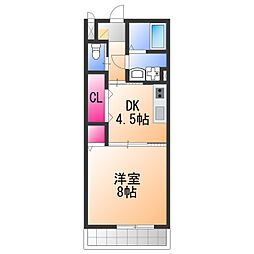 ヒルズシンシア 1DKの間取図画像