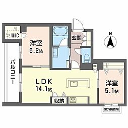 堺市北区北花田町4丁マンション 2LDKの間取図画像