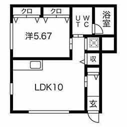 カーサその 1階1LDKの間取り