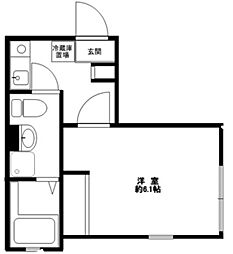 レジェンド磯子 1階1Kの間取り