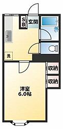 パレーシャル鈴木 1Kの間取図画像