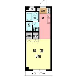 ウェルハイム小泉1 3階1Kの間取り
