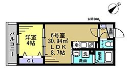 Eriu 1LDKの間取図画像
