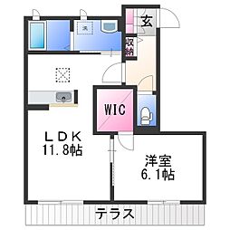 JR紀勢本線 宮前駅 3.5kmの賃貸アパート 1階1LDKの間取り