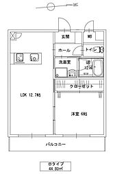 ラ・フォーレ 2階1LDKの間取り