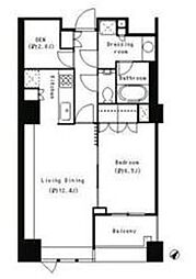 パークキューブ目黒タワー 6階1LDKの間取り
