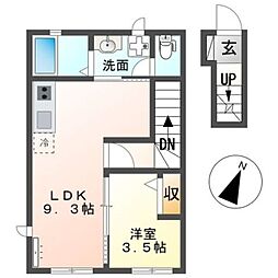 エクレール 1LDKの間取図画像