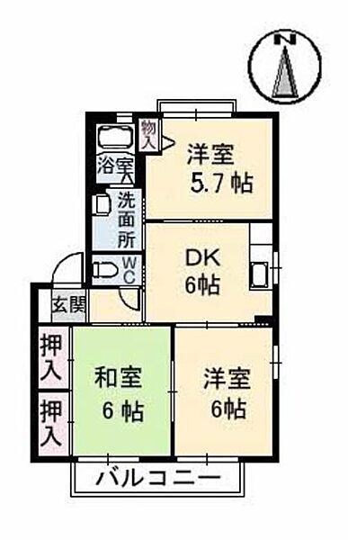 Ｐｏｍｍｅ　ｄｅ　Ｐｉｎ　Ａ棟 A0201｜愛媛県松山市余戸南５丁目(賃貸アパート3DK・2階・52.54㎡)の写真 その2