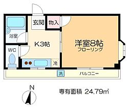 サンヒルズオサダ 1Kの間取図画像