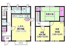 レイモンドハウスB棟 1階3LDKの間取り