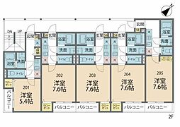 カインドネス小田急相模原V 2階1Kの間取り