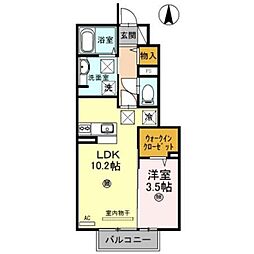 ディアフラットユング 1LDKの間取図画像