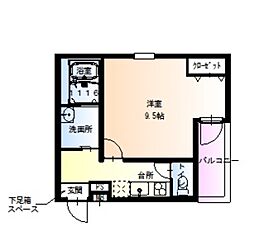 フジパレス堺南長尾III番館 2階1Kの間取り