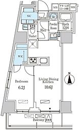 パークアクシス池袋 1LDKの間取図画像