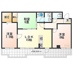 アメニティ双ケ丘 5階3LDKの間取り