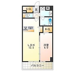 リアンカーサ長柄 1LDKの間取図画像