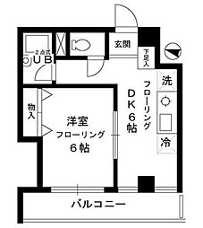フローラ富士見台 2階1DKの間取り