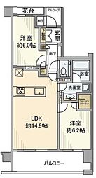 アトラス中野南台 2階2LDKの間取り