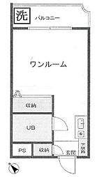 スカイコート上馬 ワンルームの間取図画像