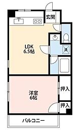 浜谷マンション 1DKの間取図画像