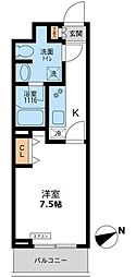 パシフィックコート目黒南 1Kの間取図画像