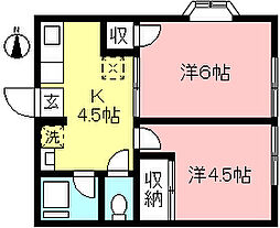 シティハイムファミール 2Kの間取図画像