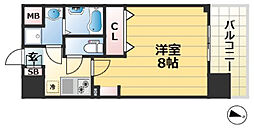 レジデンス三宮ライン 1Kの間取図画像
