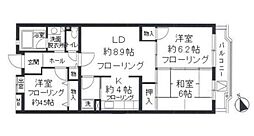 多摩ニュータウンブランニュー別所4 3LDKの間取図画像