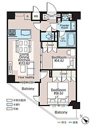 世田谷区三宿1丁目マンション 2LDKの間取図画像