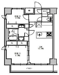 エスレジデンス押上サウス 5階2LDKの間取り