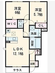 グランシャリオB 2LDKの間取図画像