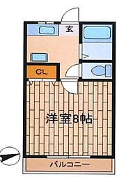 ほんだハイツクレストエムＢ 2階1Kの間取り