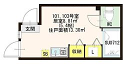 ハーモニーテラス八幡山 ワンルームの間取図画像