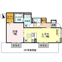 カーサフェリーチェ 1LDKの間取図画像