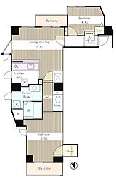 ザ・テラス千駄木 2LDKの間取図画像