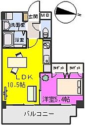 グリーンフォレスト 1LDKの間取図画像