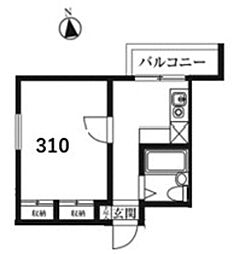 ジャヴァ八広ハイツ 3階1Kの間取り