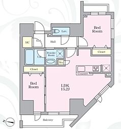 アーバンノット原宿 2LDKの間取図画像