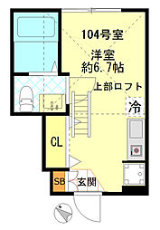 ＦＥＲＩＯ綾瀬イーストコート 1階ワンルームの間取り