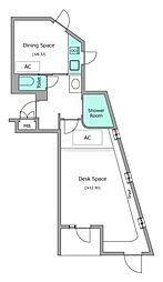 リヴ アン フルール 1DKの間取図画像